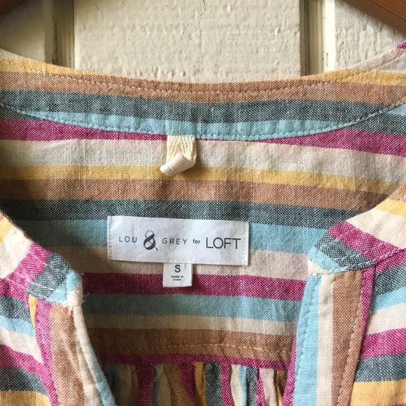 Lou & Grey Loft Multicolor Stripe Linen Cotton Top - Picture 3 of 7